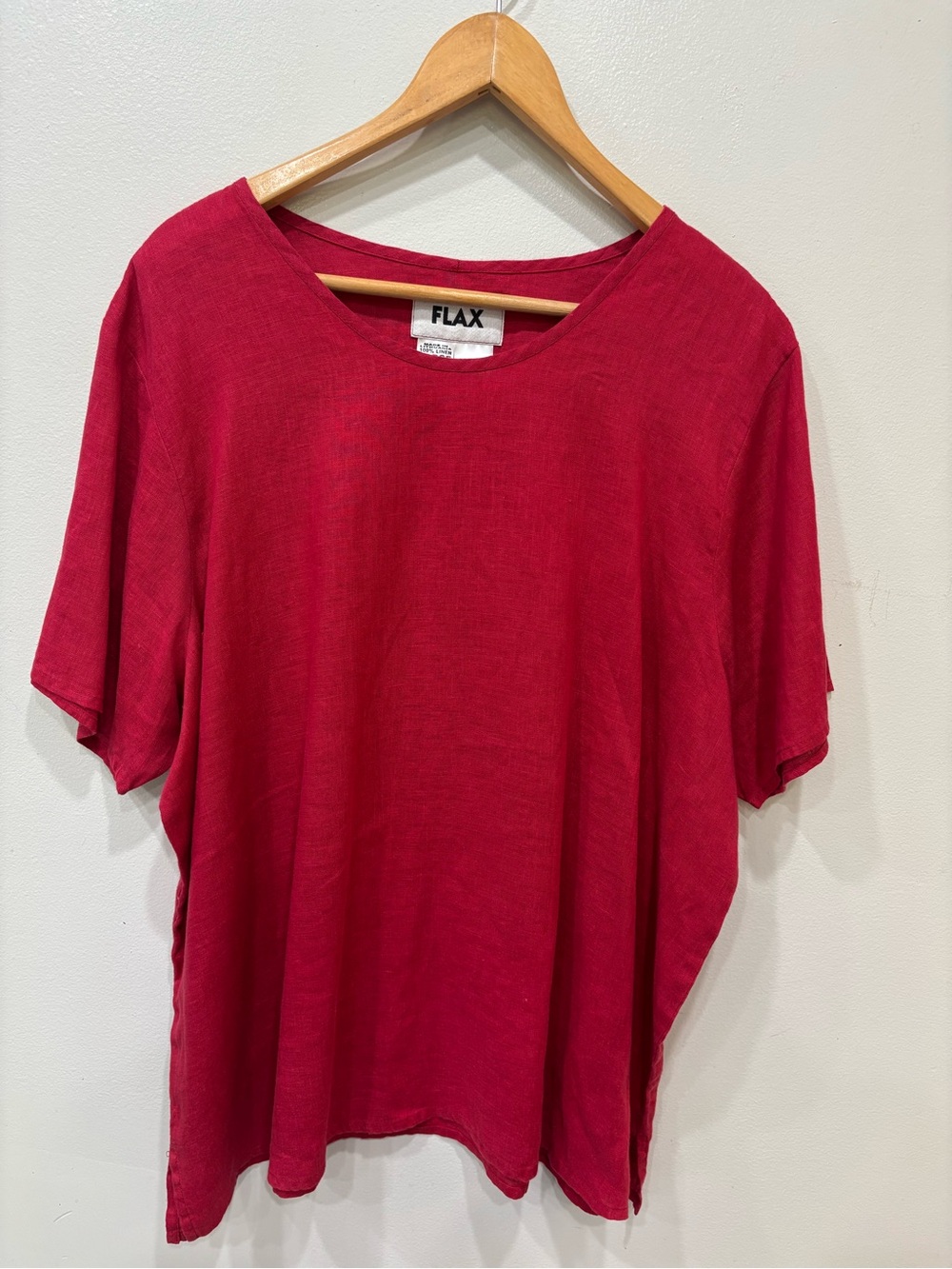 FLAX Linen Short Sleeve Red Top Women’s Size Large